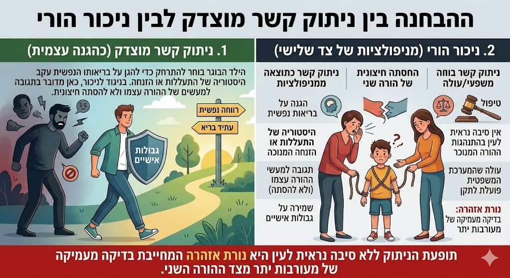 ההבדל בין ניכור הורי לבין ניתוק קשר מוצדק