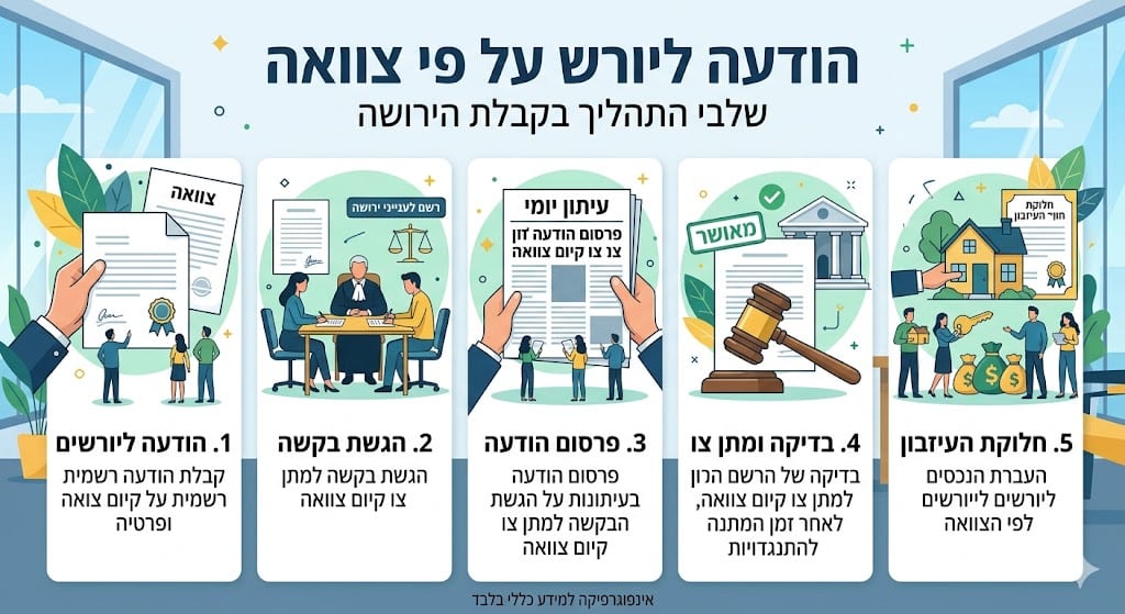 הודעה ליורש על פי צוואה